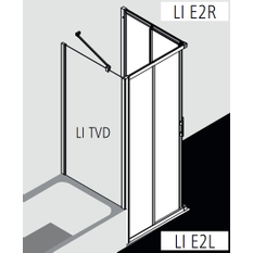 Dveře posuvné (levá část rohového vstupu) Kermi Liga LIE2L levé stříbrné vysoký lesk, čiré ESG sklo 80 x 200 cm