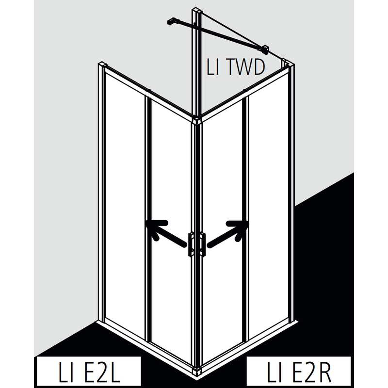 Dveře posuvné (levá část rohového vstupu) Kermi Liga LIE2L levé stříbrné vysoký lesk, čiré ESG sklo 100 x 200 cm