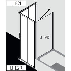 Dveře posuvné (levá část rohového vstupu) Kermi Liga LIE2L levé stříbrné vysoký lesk, čiré ESG sklo 100 x 200 cm