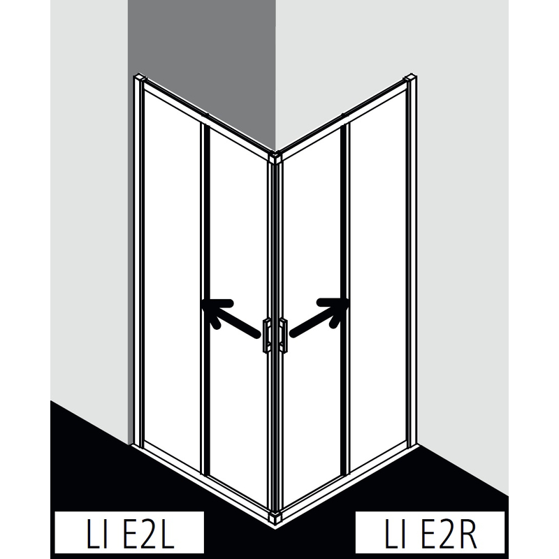 Dveře posuvné (levá část rohového vstupu) Kermi Liga LIE2L levé stříbrné vysoký lesk, čiré ESG sklo 110 x 200 cm