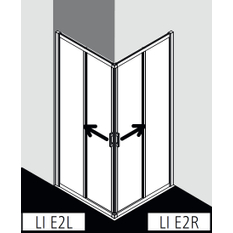 Dveře posuvné (levá část rohového vstupu) Kermi Liga LIE2L levé stříbrné vysoký lesk, čiré ESG sklo 120 x 200 cm