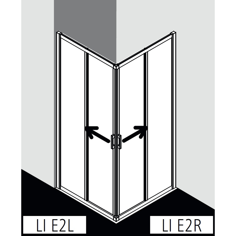 Dveře posuvné (pravá část rohového vstupu) Kermi Liga LIE2R pravé stříbrné vysoký lesk, čiré ESG sklo 75 x 200 cm