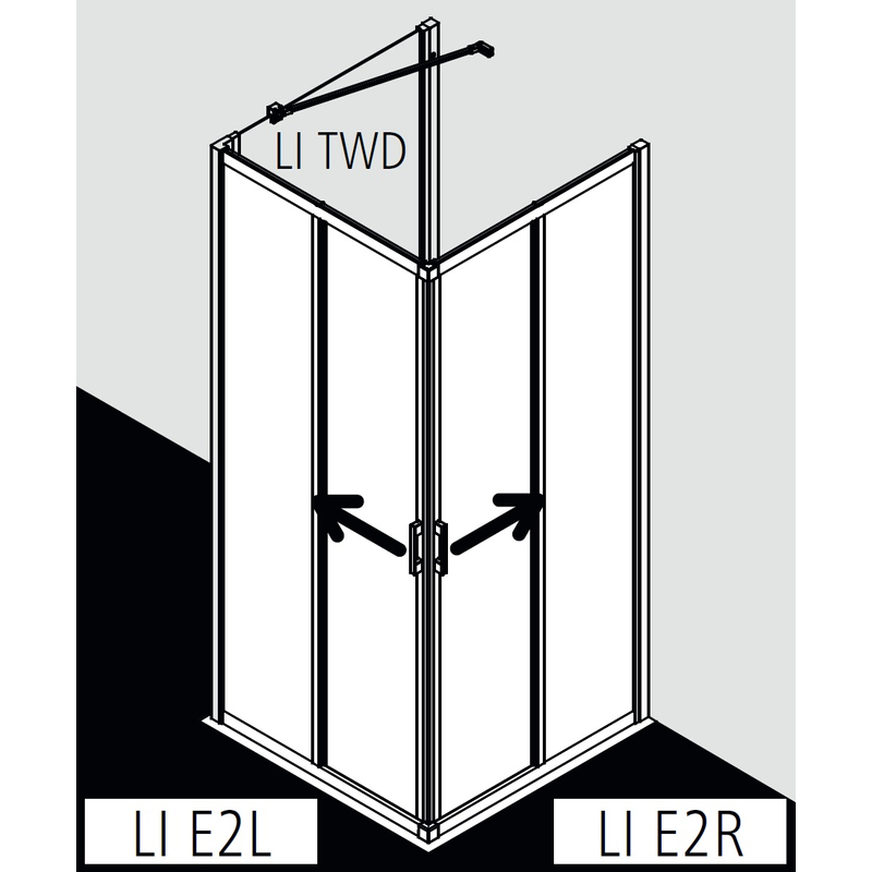Dveře posuvné (pravá část rohového vstupu) Kermi Liga LIE2R pravé stříbrné vysoký lesk, čiré ESG sklo 90 x 200 cm