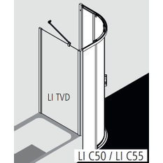 Kout posuvný Kermi Liga LIC50 1/4-kruh stříbrný vysoký lesk, čiré ESG sklo s úpravou 100 x 100 x 200 cm