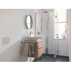 U-Kabina zalamovací dveře s pevnými poli a pevné pole Kermi LIF2U stříbrná vysoký lesk, čiré ESG sklo s úpravou 90 x 90 x 200 cm