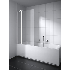 Zástěna vanová kyvná 2-dílná s pevným polem Plano Cada XS CKDTL levá bílá, čiré ESG sklo s úpravou CADAclean 105 x 160 cm