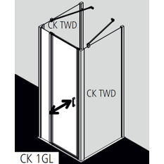 Dveře kyvné 1-křídlé s pevným polem Kermi Cada XS CK1GL levé černé, čiré ESG sklo s úpravou CADAclean 100 x 200 cm