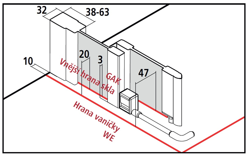 Dveře posuvné 2-dílné bezbariérové (levá část rohového vstupu) Kermi Cada XS CKC2L levé černé, čiré ESG sklo s úpravou CADAclean 70 x 200 cm