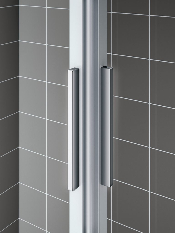 Dveře posuvné 2-dílné bezbariérové (levá část rohového vstupu) Kermi Cada XS CKC2L levé černé, čiré ESG sklo s úpravou CADAclean 70 x 200 cm