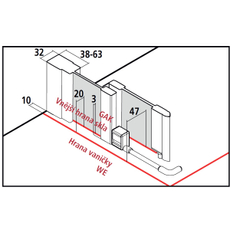 Dveře posuvné 2-dílné bezbariérové (levá část rohového vstupu) Kermi Cada XS CKC2L levé černé, čiré ESG sklo s úpravou CADAclean 70 x 200 cm