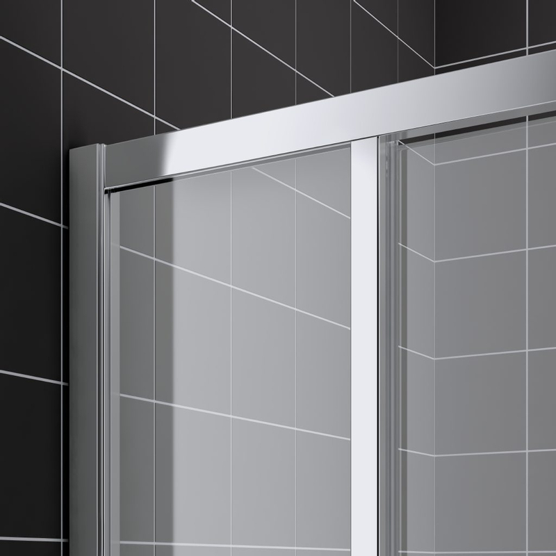 Dveře posuvné 2-dílné bezbariérové (levá část rohového vstupu) Kermi Cada XS CKC2L levé černé, čiré ESG sklo s úpravou CADAclean 80 x 200 cm