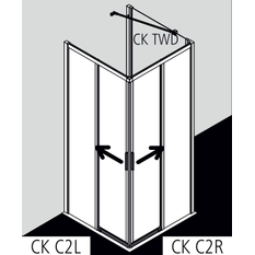 Dveře posuvné 2-dílné bezbariérové (levá část rohového vstupu) Kermi Cada XS CKC2L levé černé, čiré ESG sklo s úpravou CADAclean 110 x 200 cm