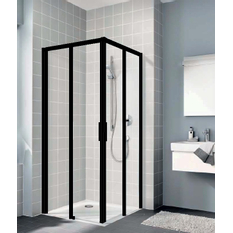 Dveře posuvné 2-dílné bezbariérové (pravá část rohového vstupu) Kermi Cada XS CKC2R pravé černé, čiré ESG sklo s úpravou CADAclean 110 x 200 cm