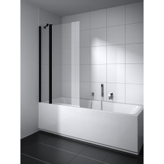 Zástěna vanová kyvná 2-dílná s pevným polem Plano Cada XS CKDTL levá černá, čiré ESG sklo s úpravou CADAclean 135 x 160 cm