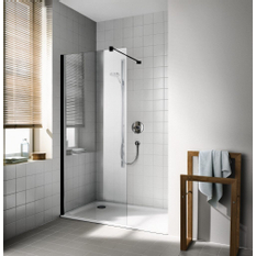 Zástěna Walk-in Wall Kermi Cada XS CKTWF černá, čiré ESG sklo s úpravou CADAclean 75 x 200 cm