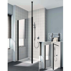 Zástěna Walk-in Wall se stěnovou nebo stropní vzpěrou Kermi Cada XS CKWDW černá, čiré ESG sklo s úpravou CADAclean 70 x 200 cm