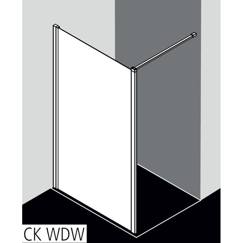 Zástěna Walk-in Wall se stěnovou nebo stropní vzpěrou Kermi Cada XS CKWDW černá, čiré ESG sklo s úpravou CADAclean 120 x 200 cm