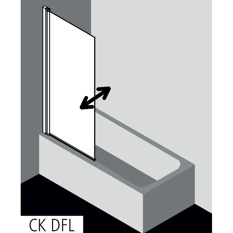 Zástěna vanová otočná 1-dílná Plano Cada XS CKDFL levá stříbrná vysoký lesk, Serigrafie ESG sklo s úpravou CADAclean 75 x 160 cm