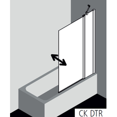 Zástěna vanová kyvná 2-dílná s pevným polem Plano Cada XS CKDTR pravá stříbrná vysoký lesk, Serigrafie ESG sklo s úpravou CADAclean 105 x 160 cm