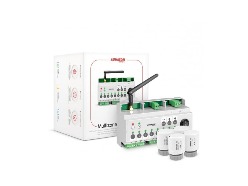 8-zónová bezdrátový regulační lišta Auraton Multizone Controller, pro vzdálené ovládání podlahového vytápění pomocí chytrého telefonu