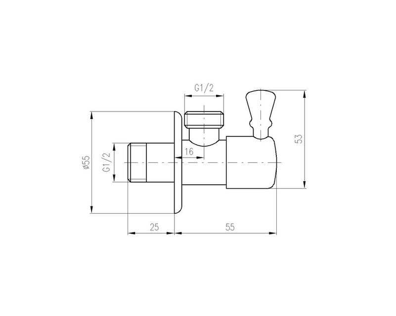 Rohový ventil s keramickým vrškem RV0112CMAT, barva černá matná