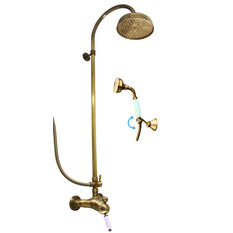 Vodovodní baterie sprchová L581.5/3SM Labe - STARÁ MOSAZ s hlavovou a ruční sprchou, barva stará mosaz, rozměr 150 mm