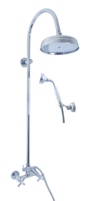 Vodovodní baterie sprchová MK181.5/3 Morava Retro s hlavovou a ruční sprchou, barva chrom, rozměr 150 mm