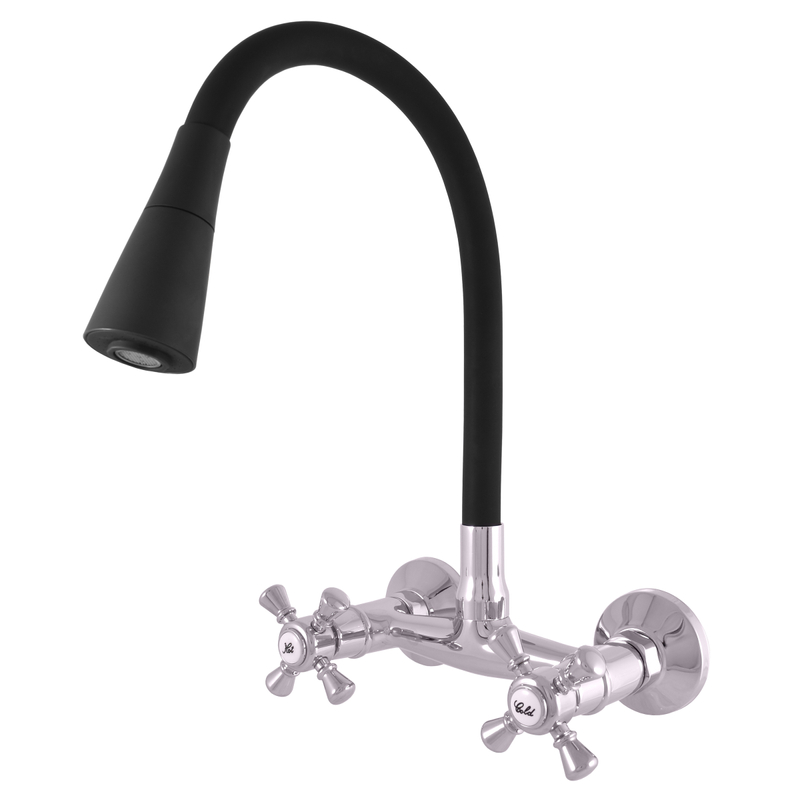 Vodovodní baterie dřezová s flexibilním ramínkem se sprchou MK302.0/13 Morava Retro, barva chrom/černá, rozměr 100 mm