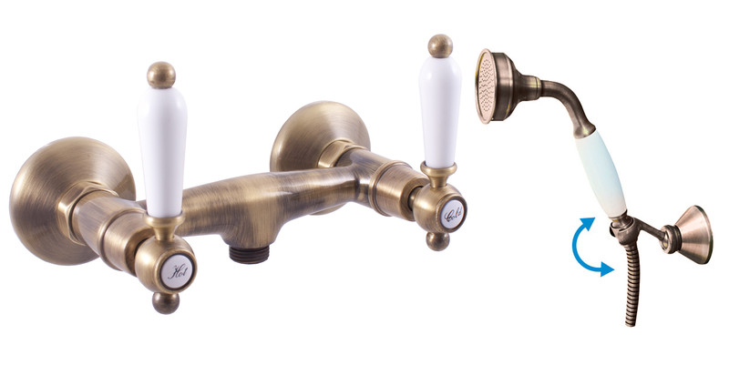 Vodovodní baterie sprchová MK580.0/2SM Morava, barva stará mosaz, rozměr 100 mm