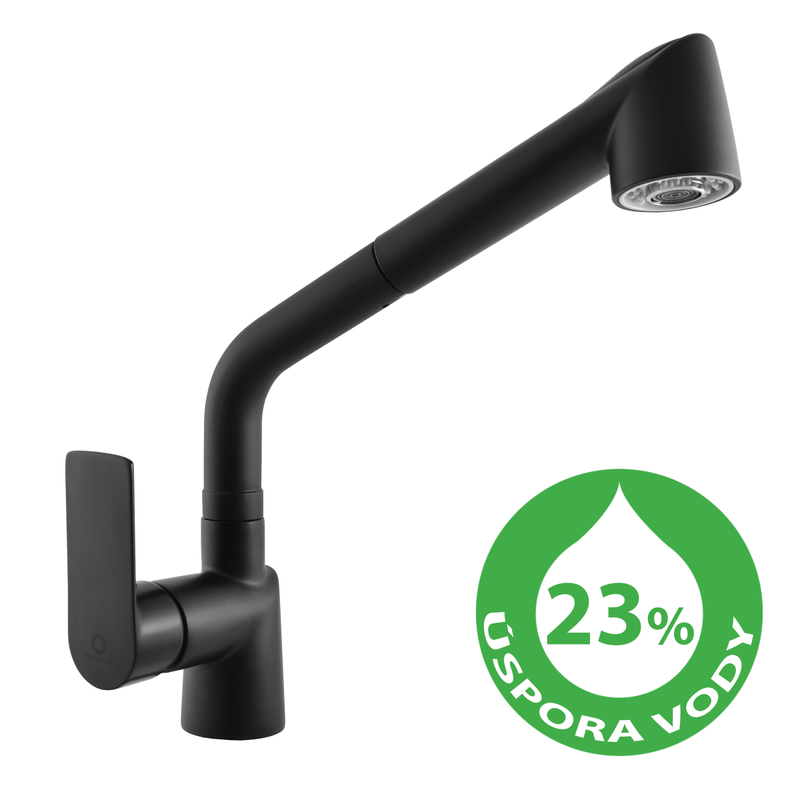 Spořící vodovodní baterie dřezová VTE411.5CMAT Vltava ECO černá matná