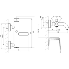 Vanová nástěnná baterie Ravak Espirit ES 022.20GB bez sprchového setu, Graphite Brushed
