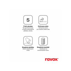 Pevná stěna Ravak PPS 90, černá+transparent