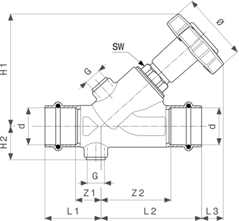 Regulační ventil pro cirkulace Viega systémové armatury Easytop 2282 28