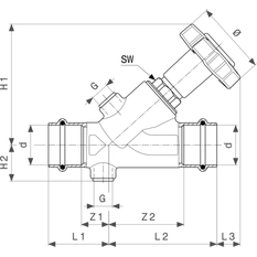 Regulační ventil pro cirkulace Viega systémové armatury Easytop 2282 28