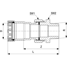 Přechodové šroubení Viega Megapress s SC-Contur 4265 6/4˝ x 6/4˝