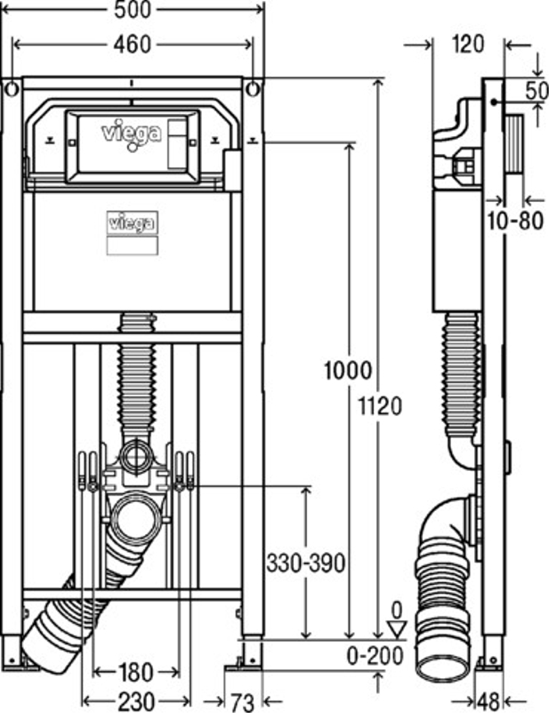 WC prvek Viega Prevista Dry 8522.31 1120 x 500