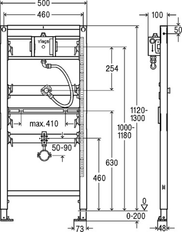Pisoárový prvek Viega Prevista Dry 8560.32 1171 x 500