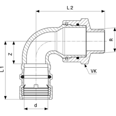 Připojovací oblouk 90° Viega systémové armatury Easytop 9620.1TW 32 x 6/4˝