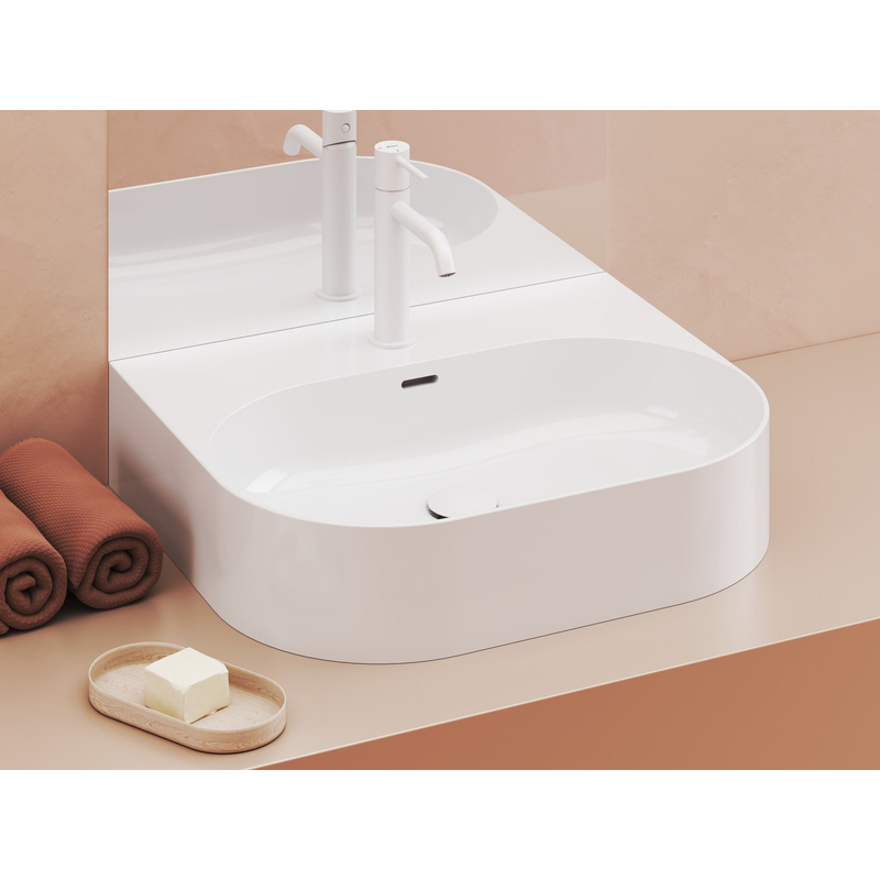 Umyvadlo Ravak Ceramic Slim Wall O 55, s otvorem pro baterii, s přepadem, bílá