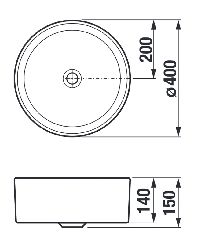 Umyvadlová kruhová mísa Jika Cubito Pure pr. 40 cm, černá matná