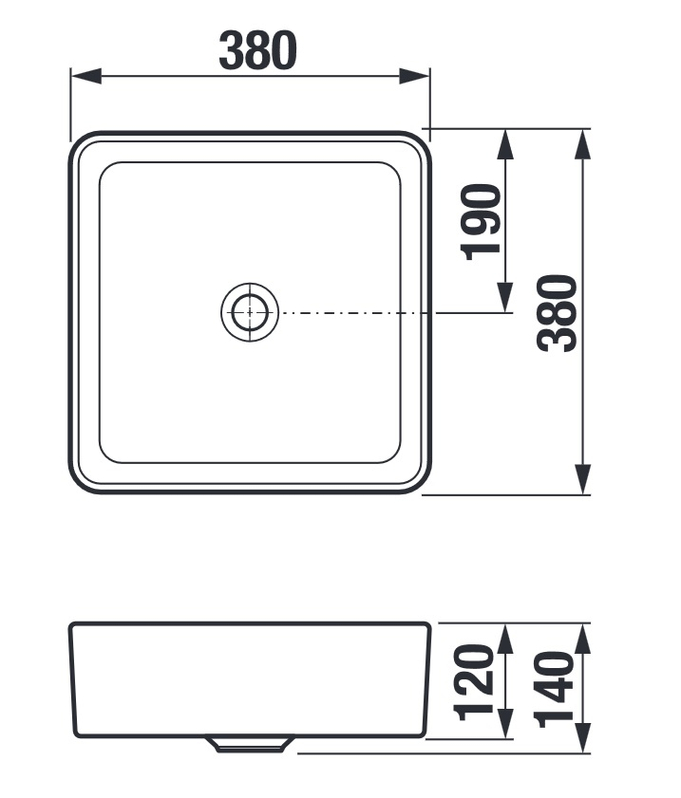 Umyvadlová čtvercová mísa Jika Cubito Pure 38 x 38 cm, černá matná