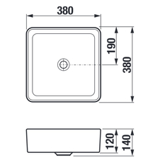 Umyvadlová čtvercová mísa Jika Cubito Pure 38 x 38 cm, černá matná