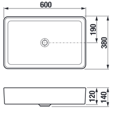 Umyvadlová obdélníková mísa Jika Cubito Pure 60 x 38 cm, černá matná