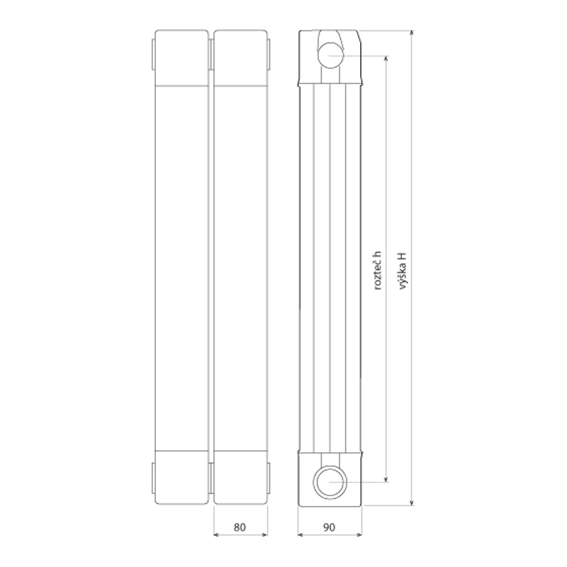 Těleso otopné článkové Lipovica Garda 1800, 3 článků, připojení boční, 900 W, s úpravou Aleternum, bílá
