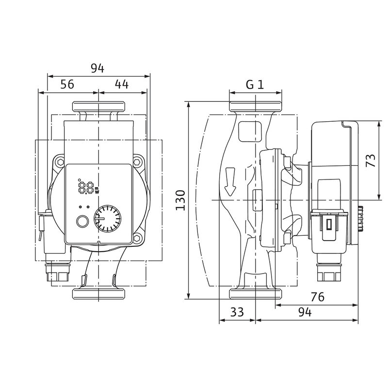 Mokroběžné čerpadlo s vysokou účinností Wilo Yonos PICO-Z 15/0, 5-4 130, G 1˝, 15W