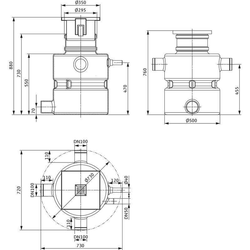 Podzemní přečerpávací stanice Wilo DrainLift BOX-32/11DS U, 230V, 0.55kW, EC-L