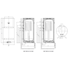 Ohřívač kombinovaný Dražice OKF 200/1m2, 2/4 kW, závěsný, s výměníkem 1 m2, vhodný k fotovoltaickému systému