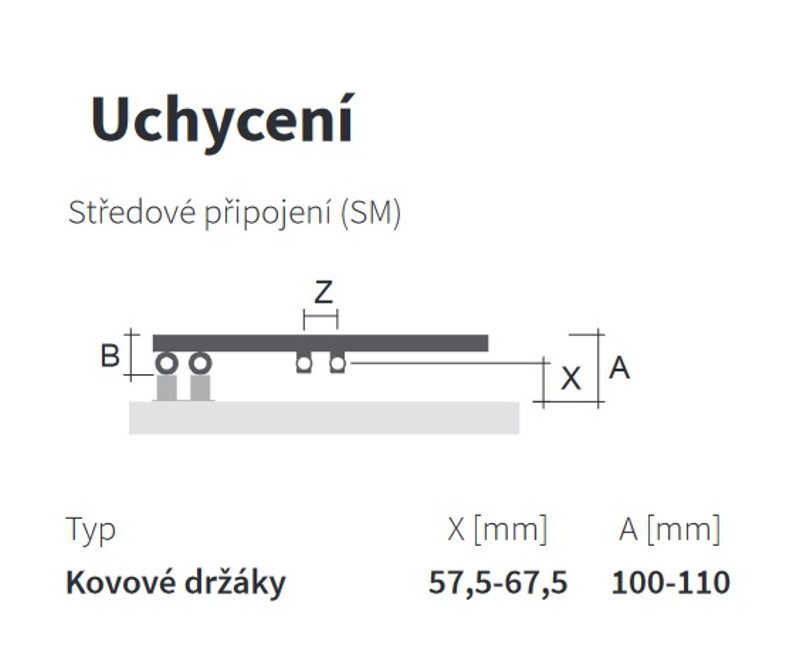 Těleso koupelnové trubkové Isan Calypso 1246 x 500 mm, 522 W, levé, středové připojení, sněhově bílá RAL 9016