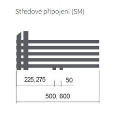 Těleso koupelnové trubkové Isan Calypso 1246 x 500 mm, 522 W, levé, středové připojení, sněhově bílá RAL 9016