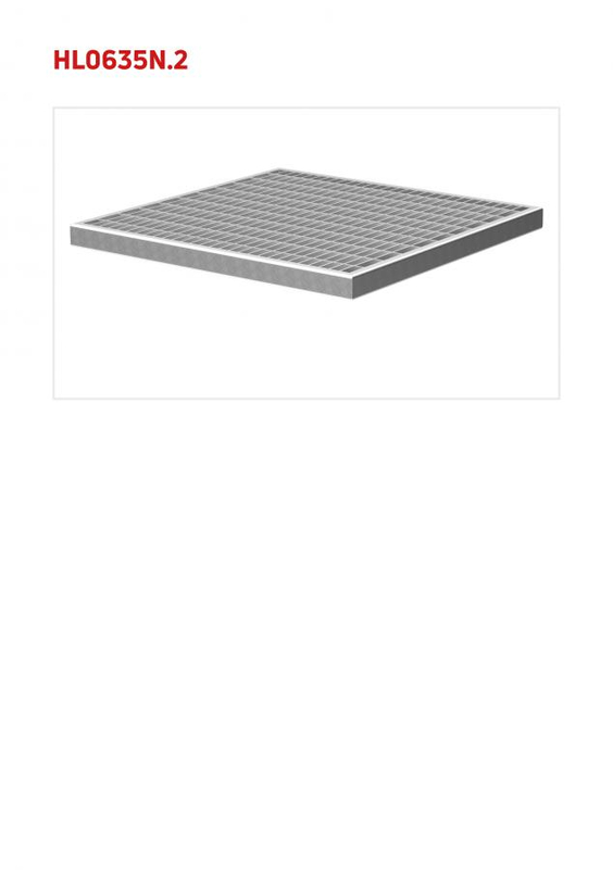 Pozinkovaná ocelová mříž 368x368x25mm, ke kontrolní a drenážní šachtě HL635N(.0) pro provozní střechy HL Hutterer & Lechner